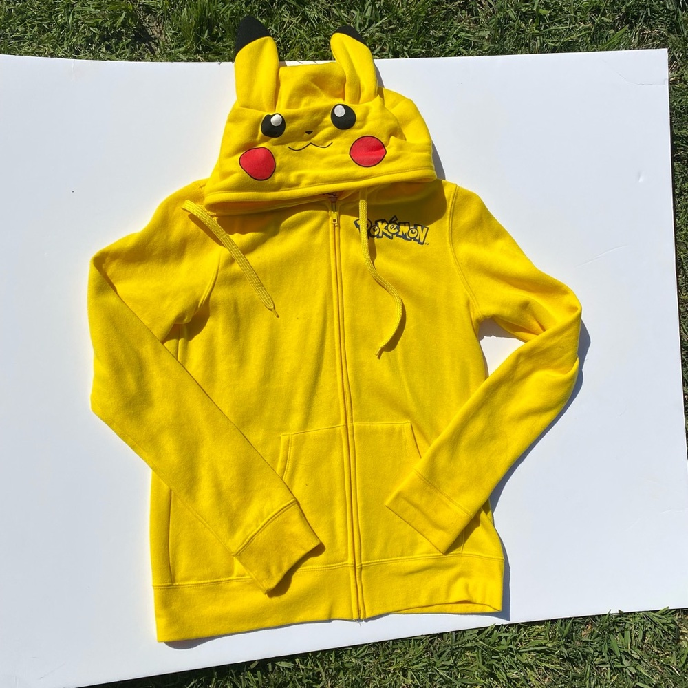 Pokemon Yellow Pikachu Kids Zip-Up Hoodie with Character Hood